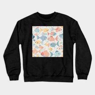 A Seamless Pattern of Adorable Pastel Fish Crewneck Sweatshirt